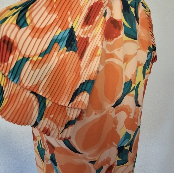 DR2 Ruffle Short Sleeve Flowy Blouse with Fruit Women's Size XS NWOT - Picture 9 of 10